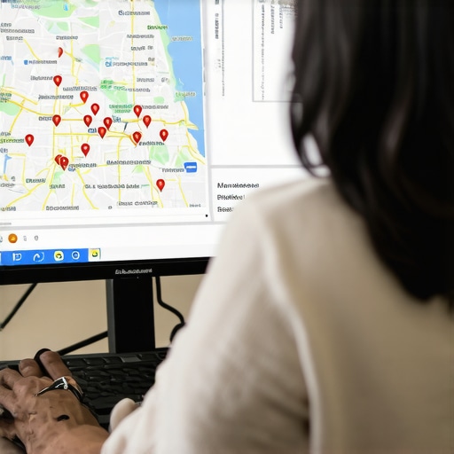 Louisville SEO Expert Analyzing Map Rankings Louisville SEO specialist reviewing local map optimization data on a laptop