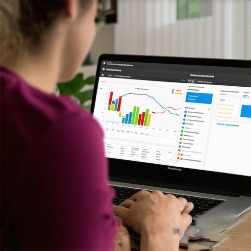 Person analyzing Louisville local SEO data on a laptop with charts and city map