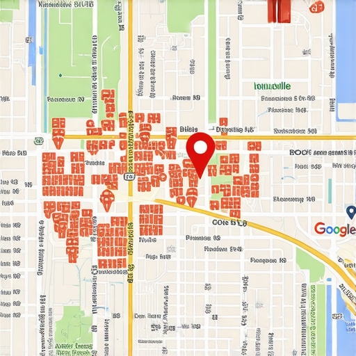 Louisville Local Business Map Optimization Louisville city map showing local business locations with SEO and Google Maps icons