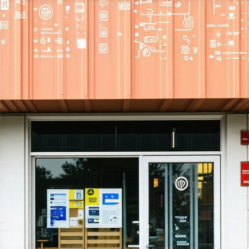 Louisville business storefront with digital marketing icons