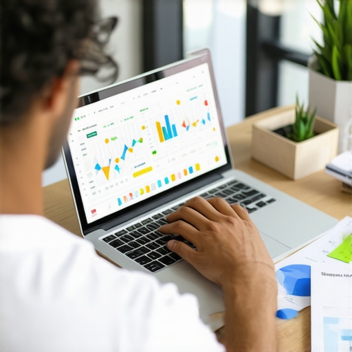 Individual analyzing Louisville local SEO metrics using various digital tools.