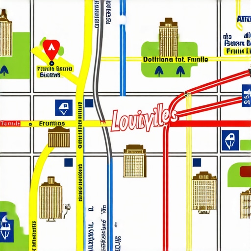 Detailed Louisville neighborhood map with landmarks