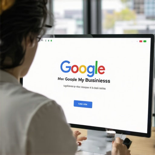 A Louisville business owner editing their Google My Business listing on a computer