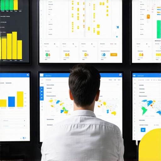 An expert reviewing Louisville local SEO maps optimization statistics on multiple monitors.