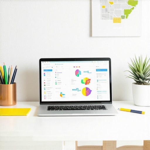 Louisville SEO Tools in Action Laptop displaying SEO analytics with Louisville city map in background.