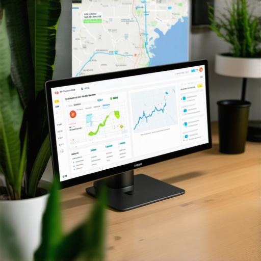 Optimizing Louisville Maps with Advanced Tools SEO workspace with analytics tools and Louisville landmarks.