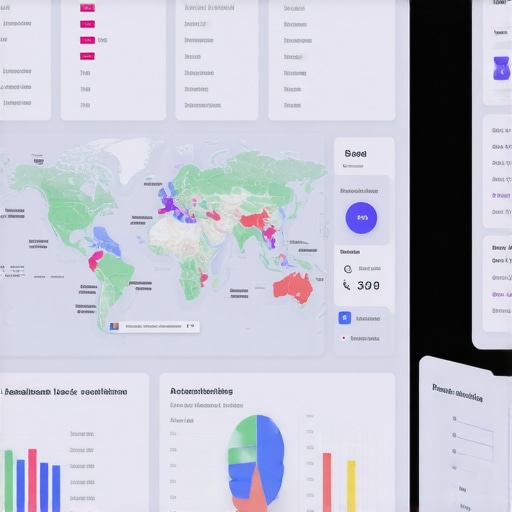 Screenshot of local SEO analytics dashboard with maps and performance metrics