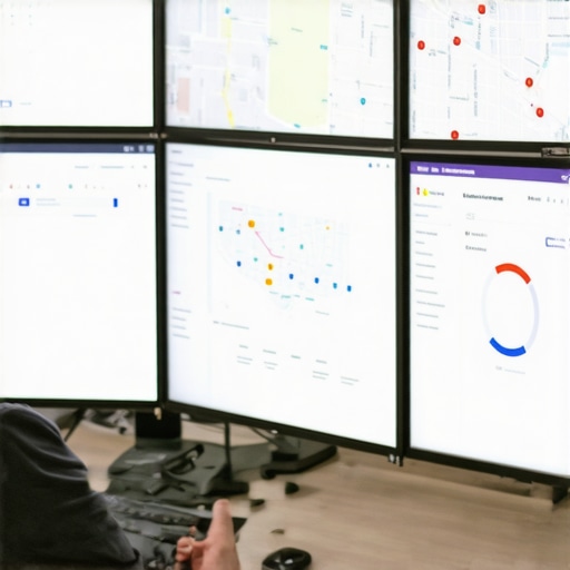 Digital marketing expert reviewing Louisville local SEO analytics on screens