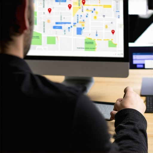 Business owner examining SEO and map rankings for Louisville